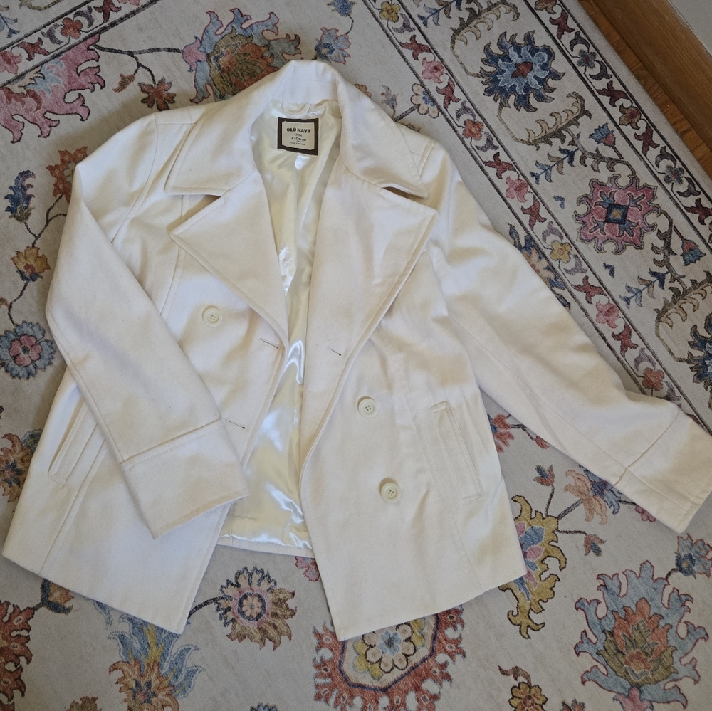 Old Navy Cream Double-Breasted Peacoat  XL TALL